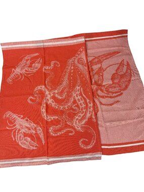 Pad Home Burnt Orange Marine Octopus Lobster Cotton Tea Towels Set Of 2